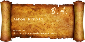 Bakos Arnold névjegykártya
